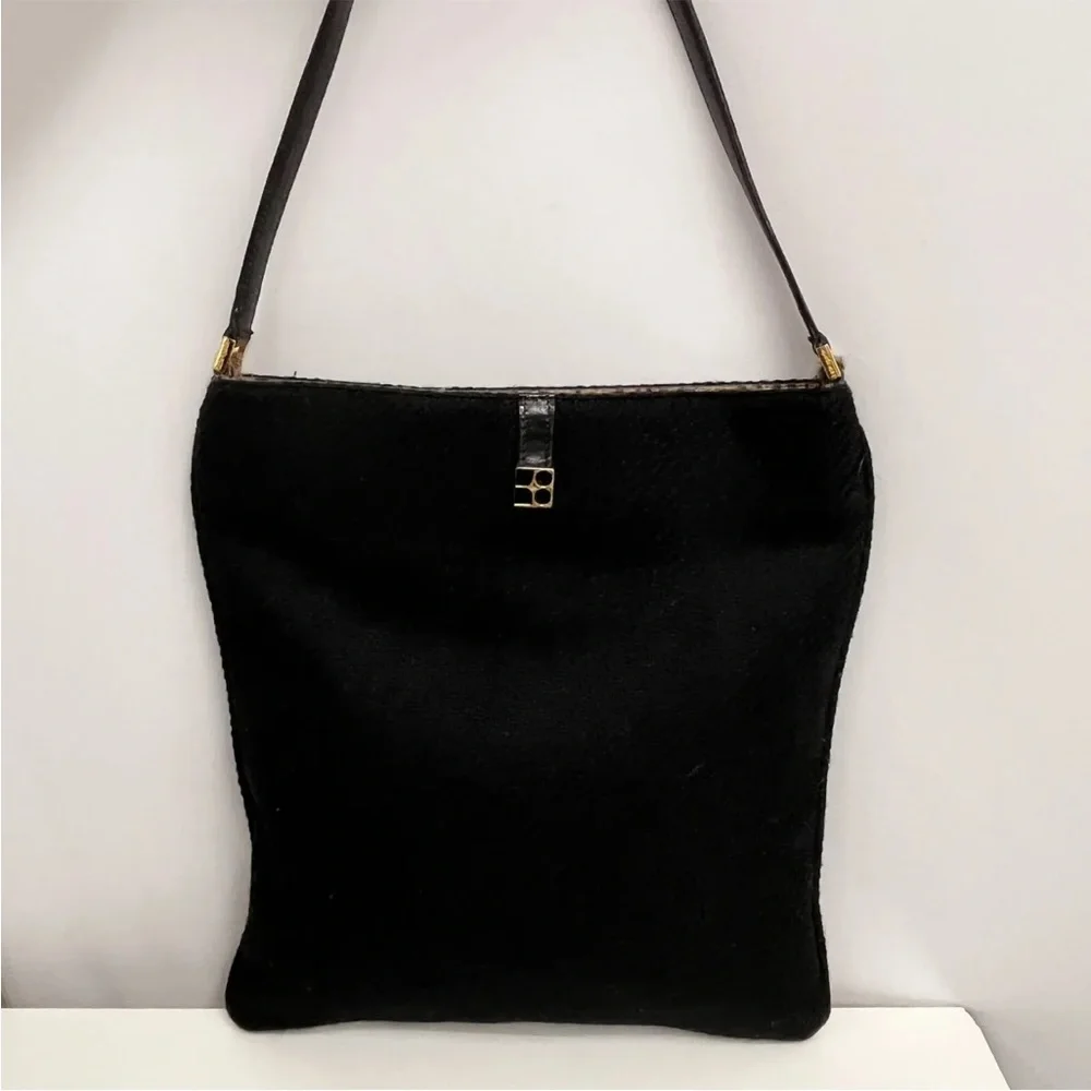 ❤️SOLD❤️ Kate Spade Wool Bag Black Animal Print Pony Hair Trim Made in Italy - Picture 1 of 11